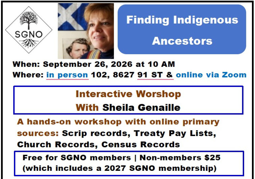 Atelier (en anglais) : Finding Indigenous Ancestors animée par Sheila Genaille